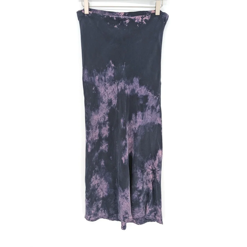 Stateside Tie Dye Midi Slip Skirt Womens S Purple Black Boho Indie Festival Chic